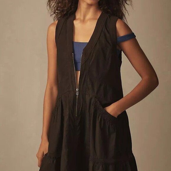 Daily Practice by Anthropologie Trek Utility Mini Dress Tiered Cotton S 280417 - Picture 2 of 12